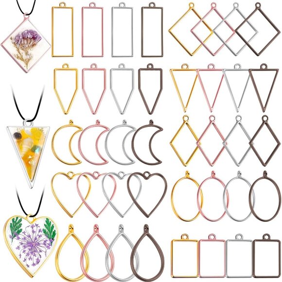 Open Bezels for Resin,80 Pcs of Resin Casting Frame Pendant, Open Frame Pendant, - Picture 1 of 7
